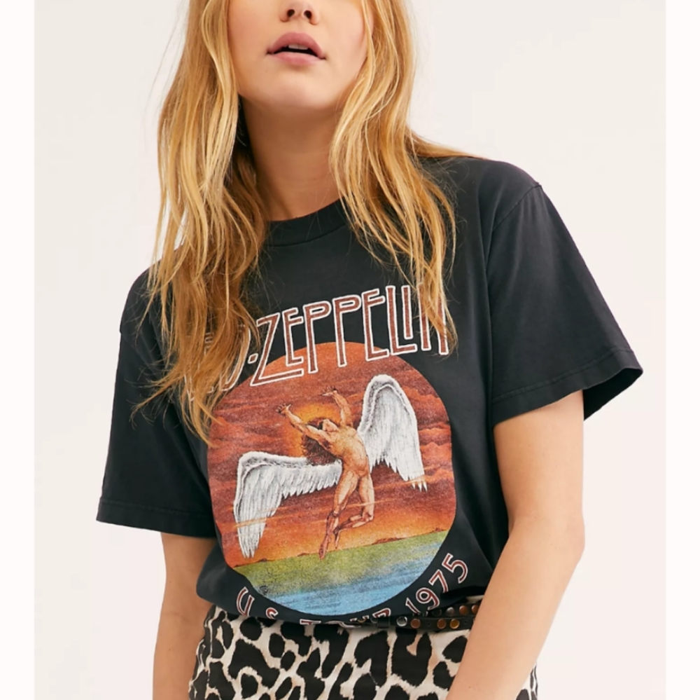 Free People distressed Led Zeppelin band tee